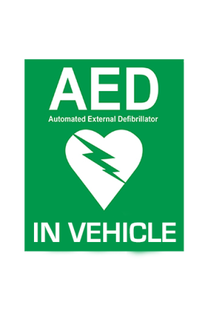 AED in Vehicle  (Small Self-Stick Vinyl) 10 × 12 cm